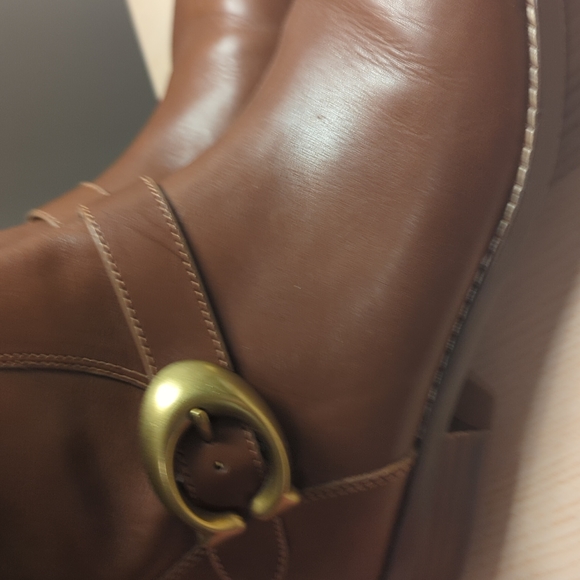 SOLD NWOT Coach Tall Brown Zip Up Leather Riding Boots - Picture 5 of 14